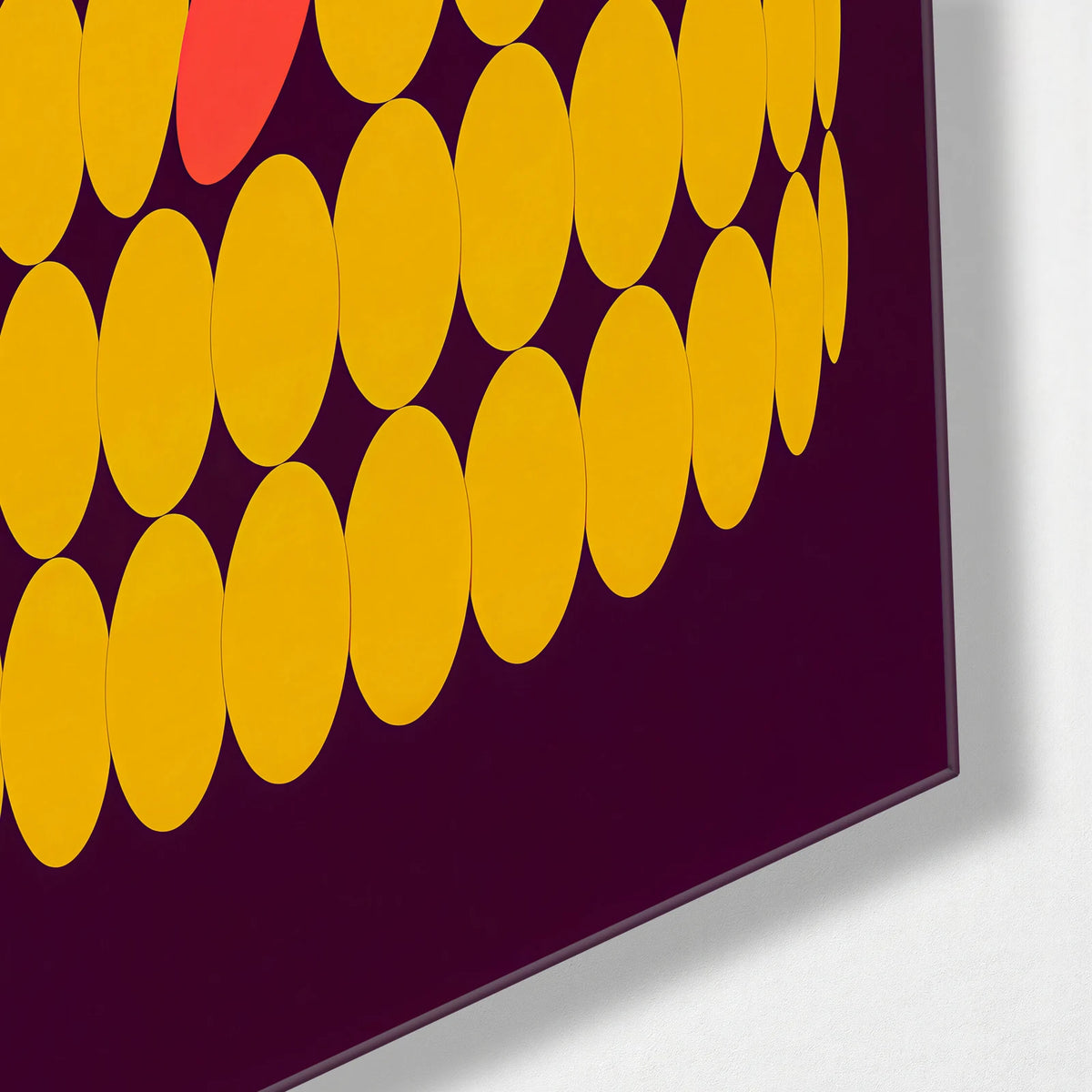 One Oval out of Line — corner detail of glass wall art