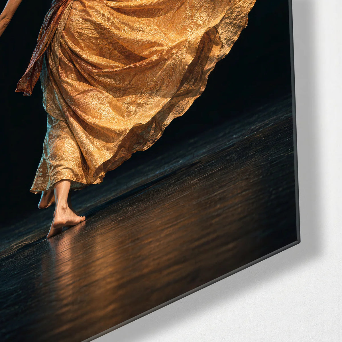 A Turn in Gold — corner detail of glass wall art