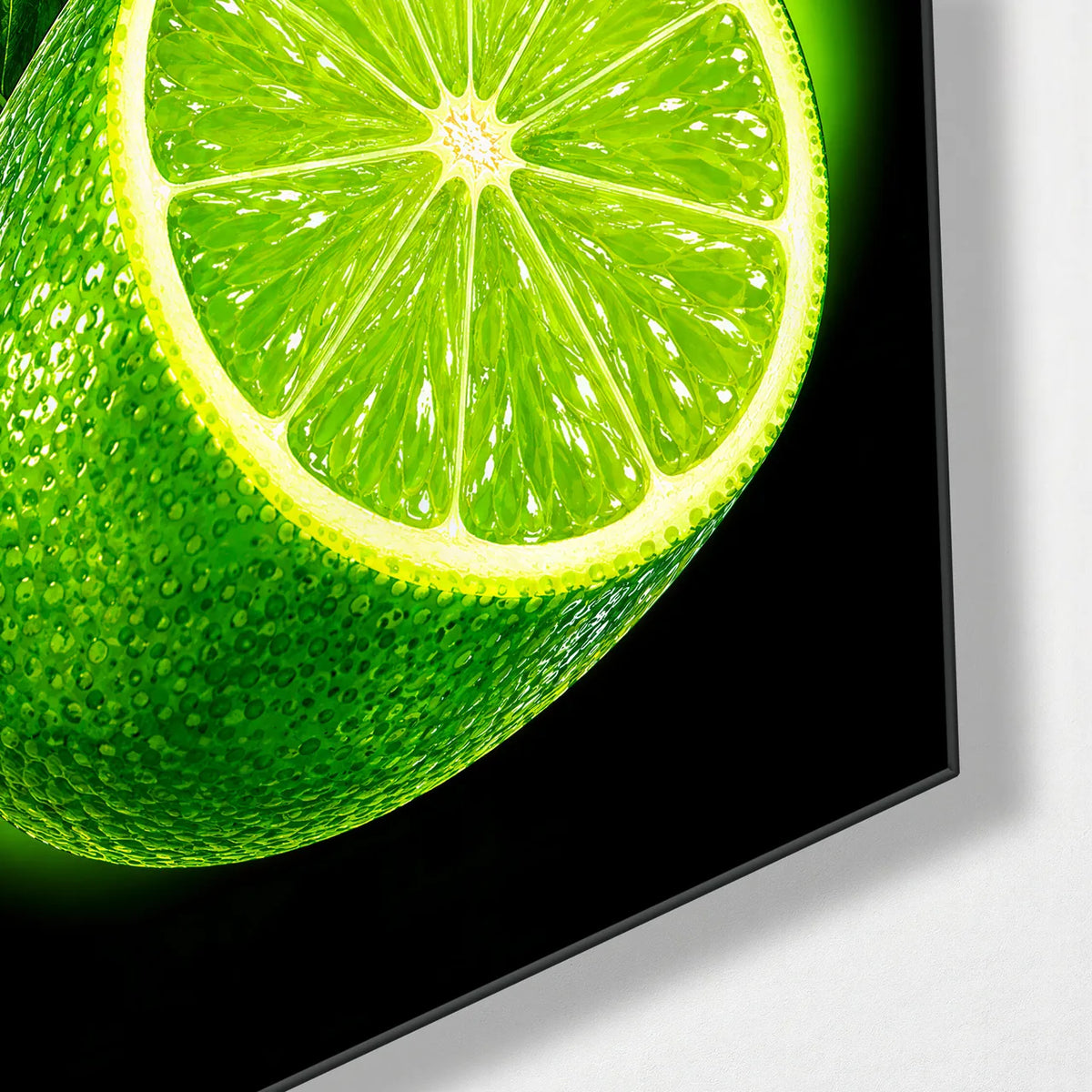 Squeeze the Day — corner detail of glass wall art