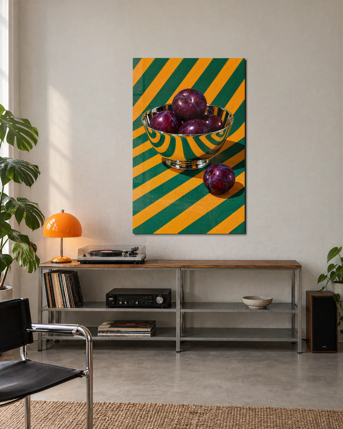 Plums and Stripes — shown in a living space