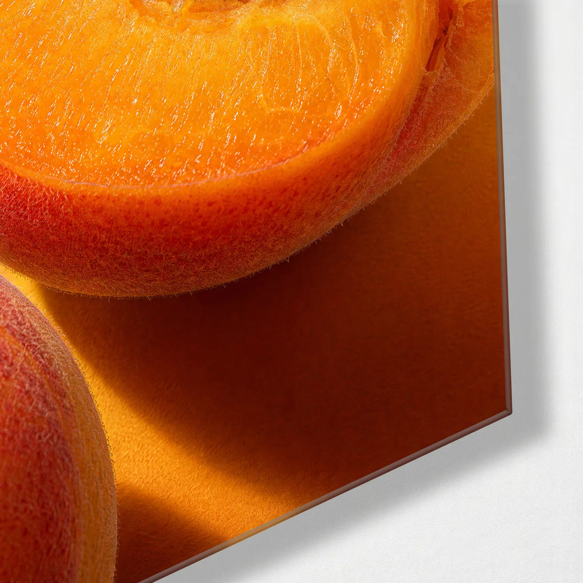 Apricot Close — corner detail of glass wall art