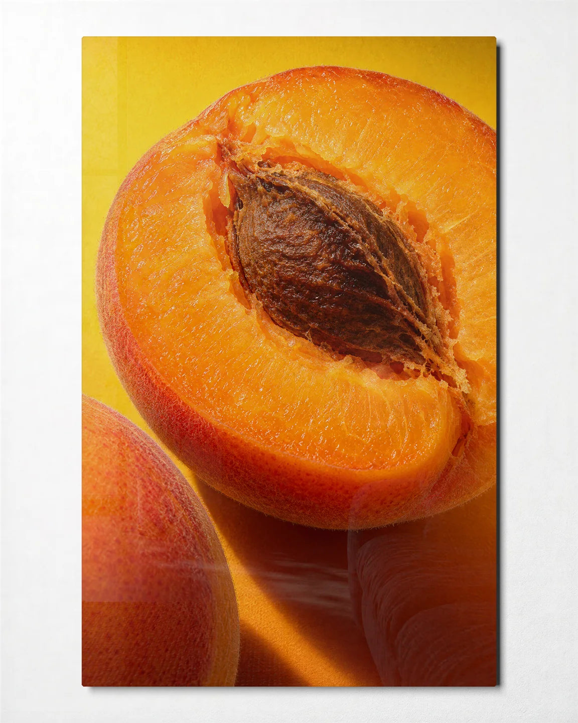 Apricot Close — front view of glass wall art