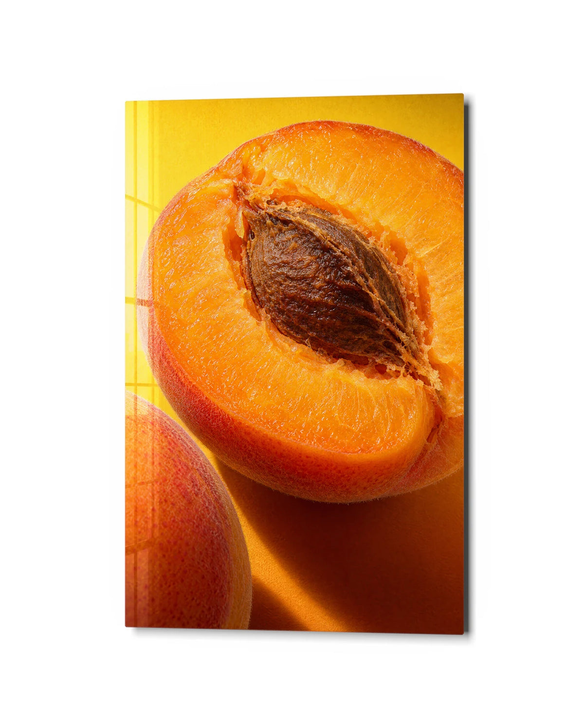 Apricot Close — studio view of glass wall art