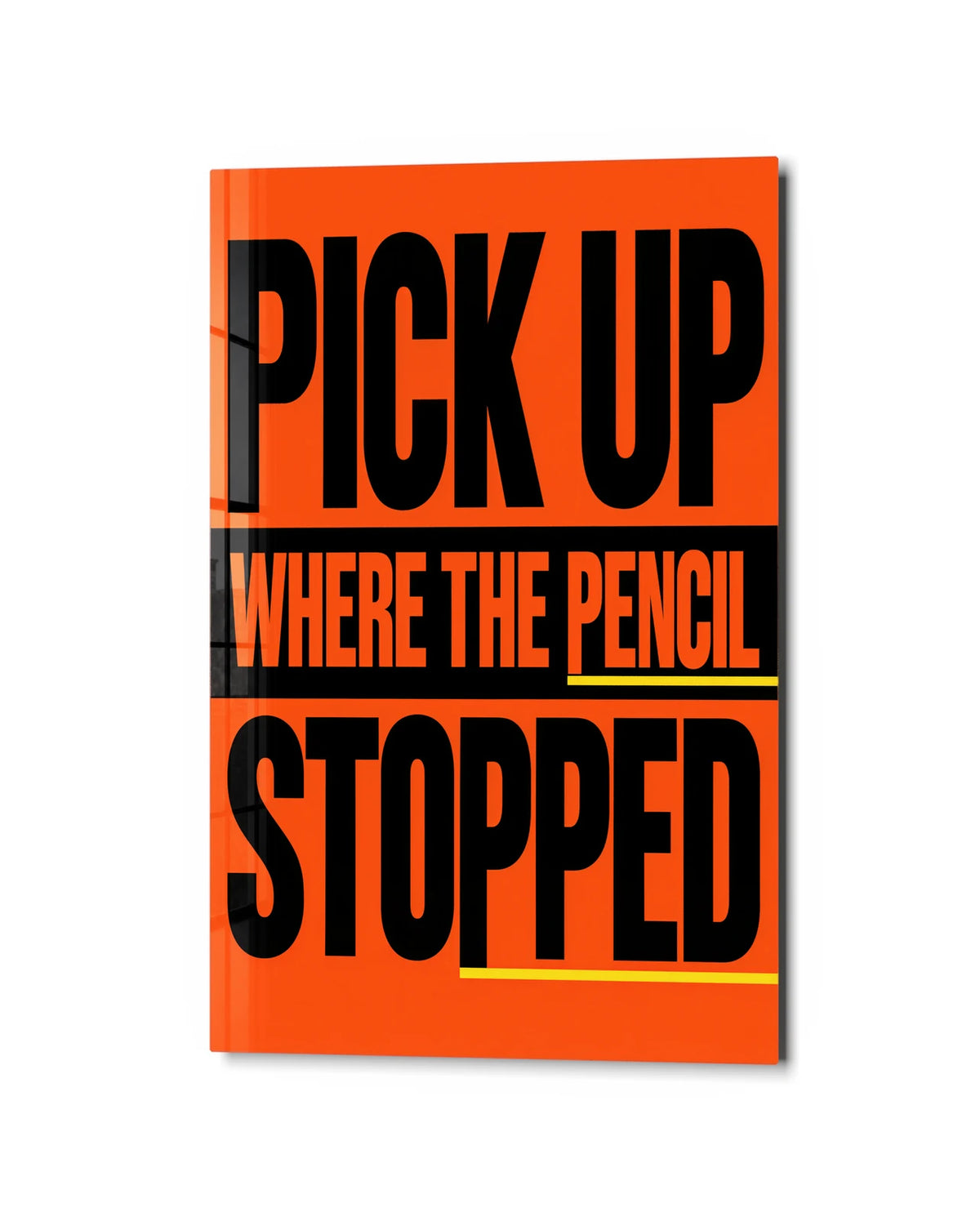 Where the Pencil Stopped — studio view of glass wall art