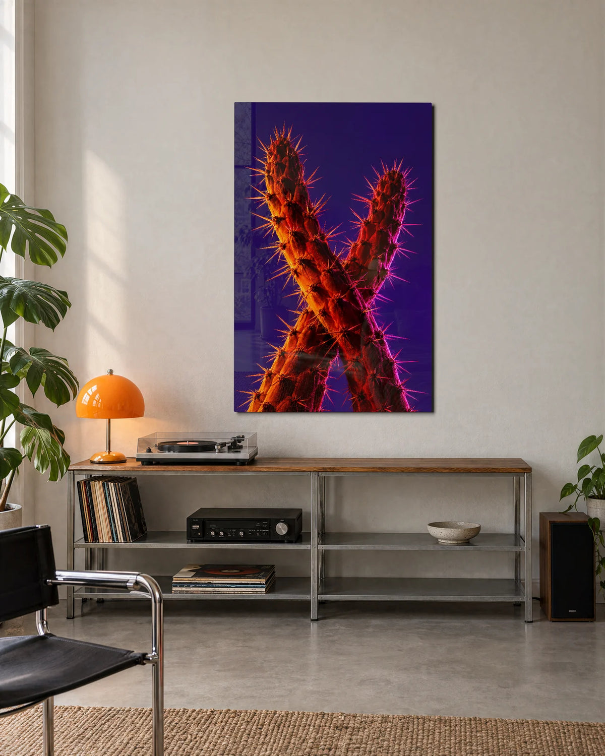 Cactus Crossed in Light — shown in a living space