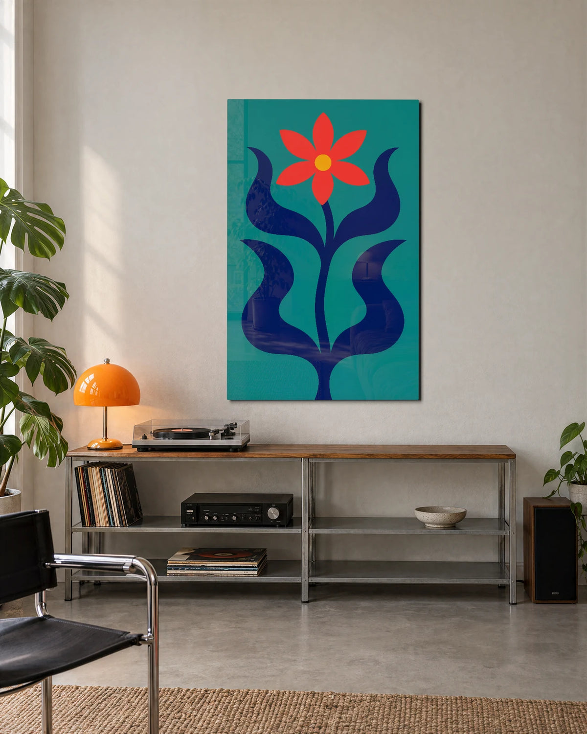 One Red Flower — shown in a living space