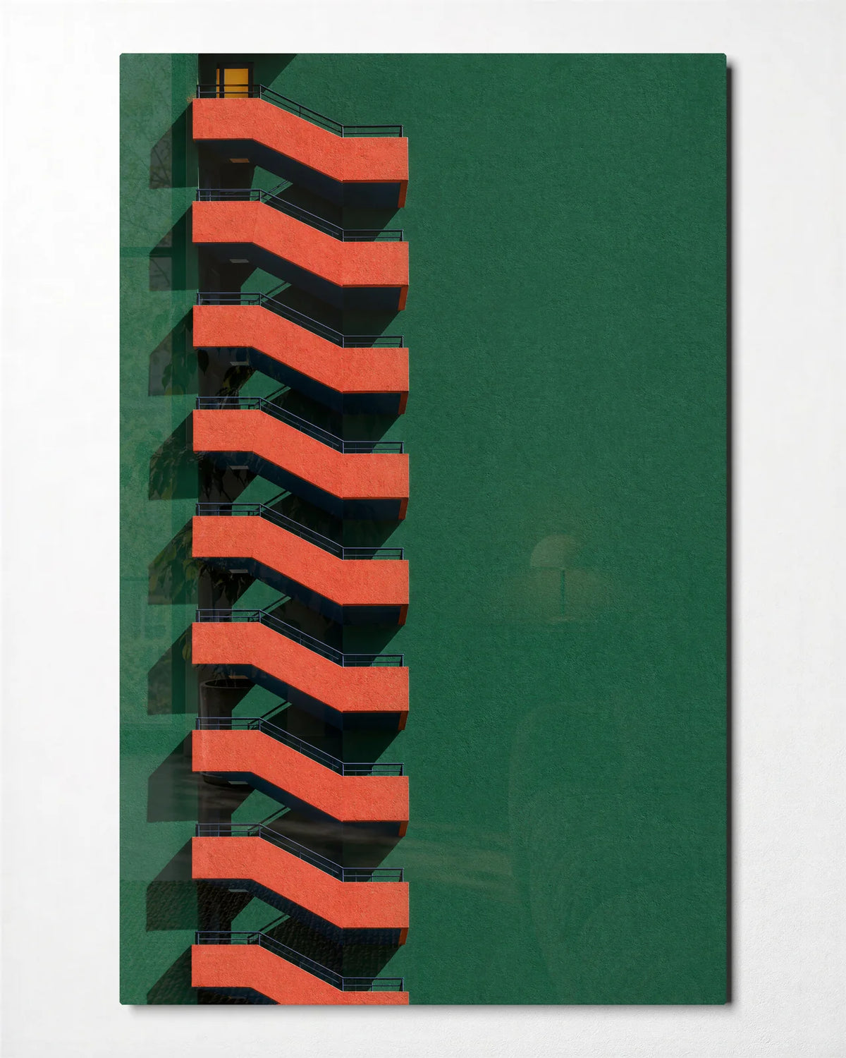 Coral Zigzag — front view of glass wall art