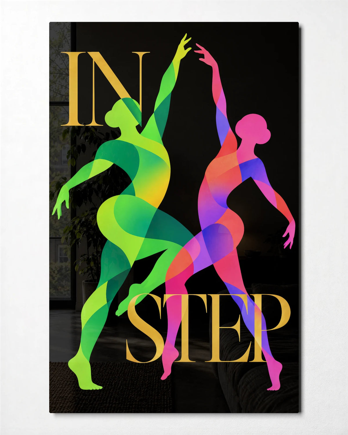In Step — front view of glass wall art