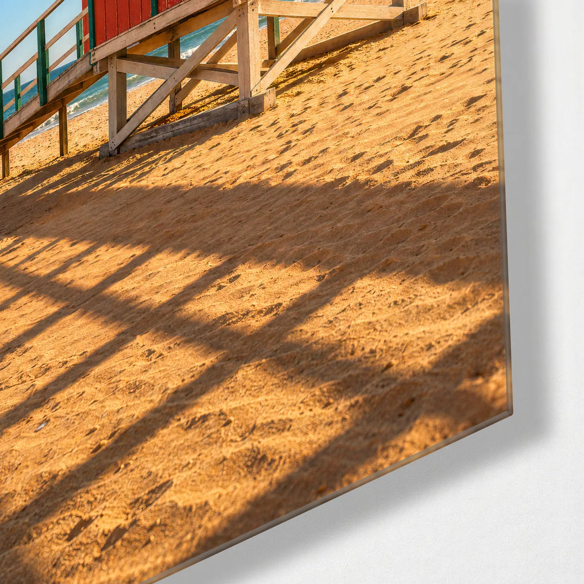 The Hut by the Sea — corner detail of glass wall art
