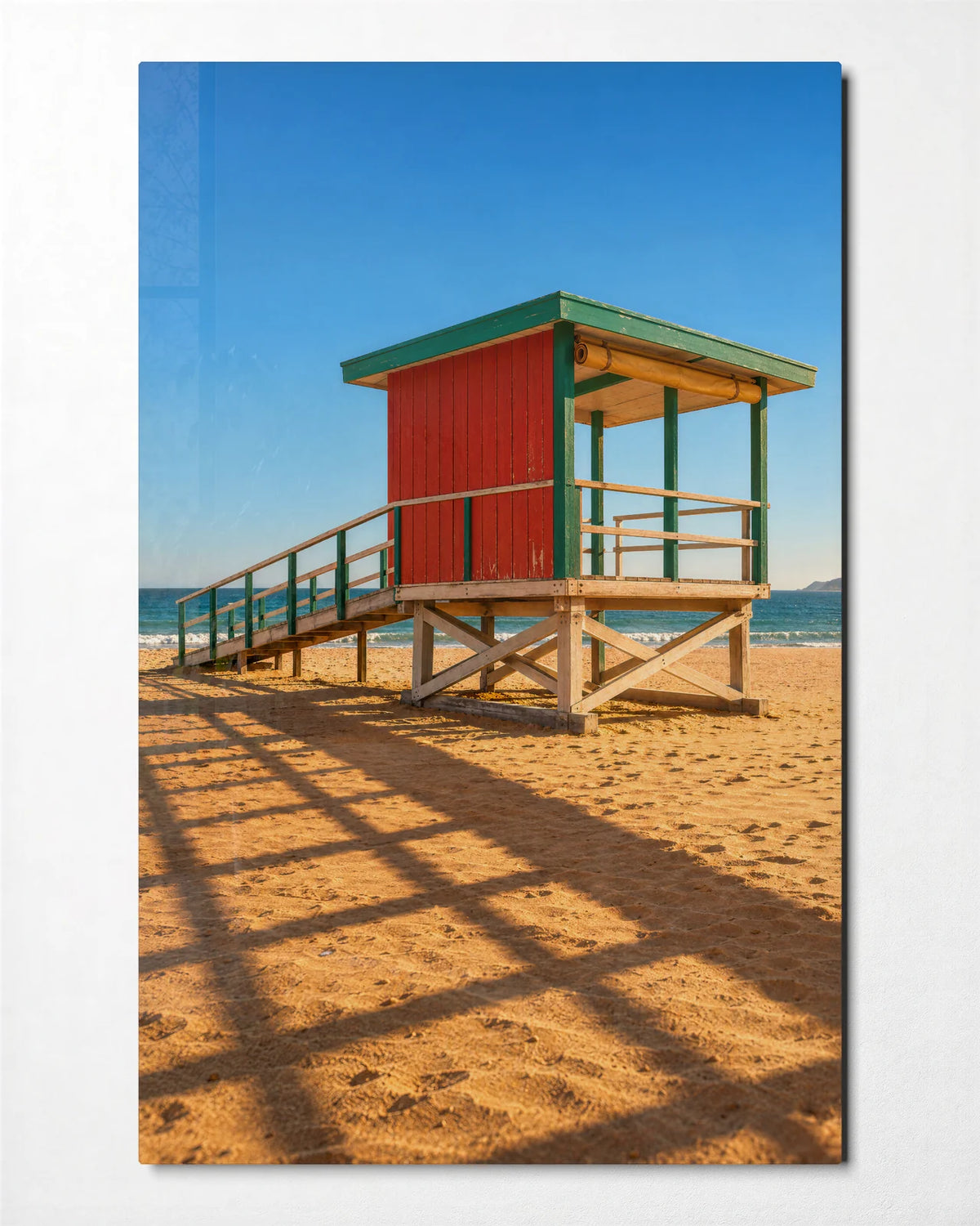 The Hut by the Sea — front view of glass wall art