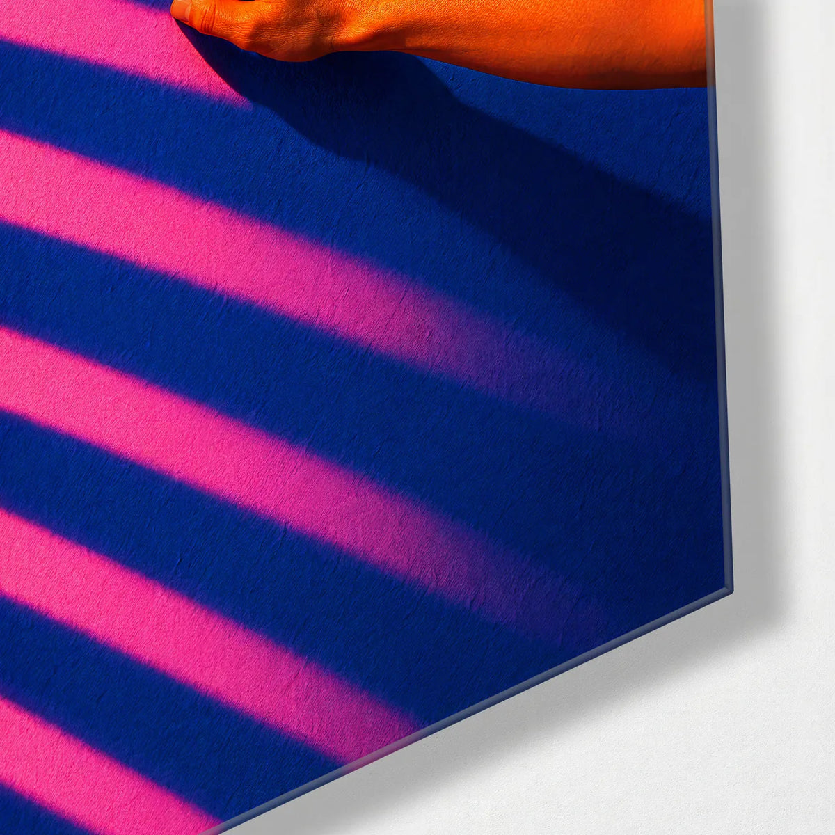 Touching the Stripes — corner detail of glass wall art