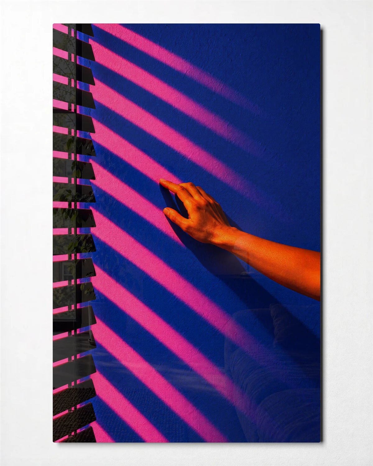Touching the Stripes — front view of glass wall art