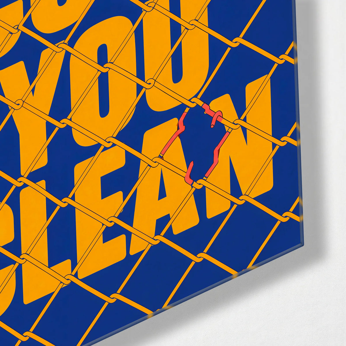 I Cook You Clean — corner detail of glass wall art
