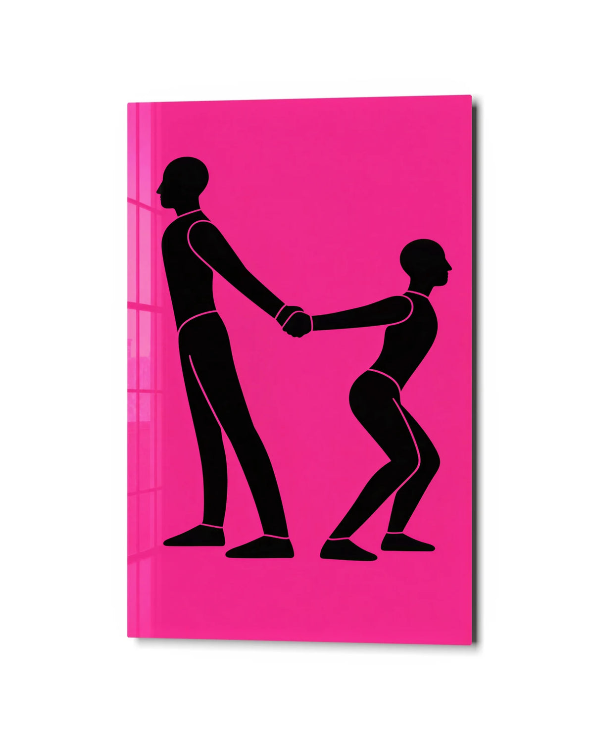 A Little Pull — studio view of glass wall art