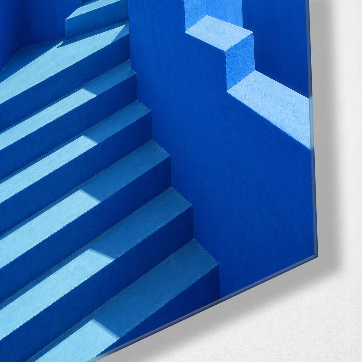 Blue Steps Seaward — corner detail of glass wall art
