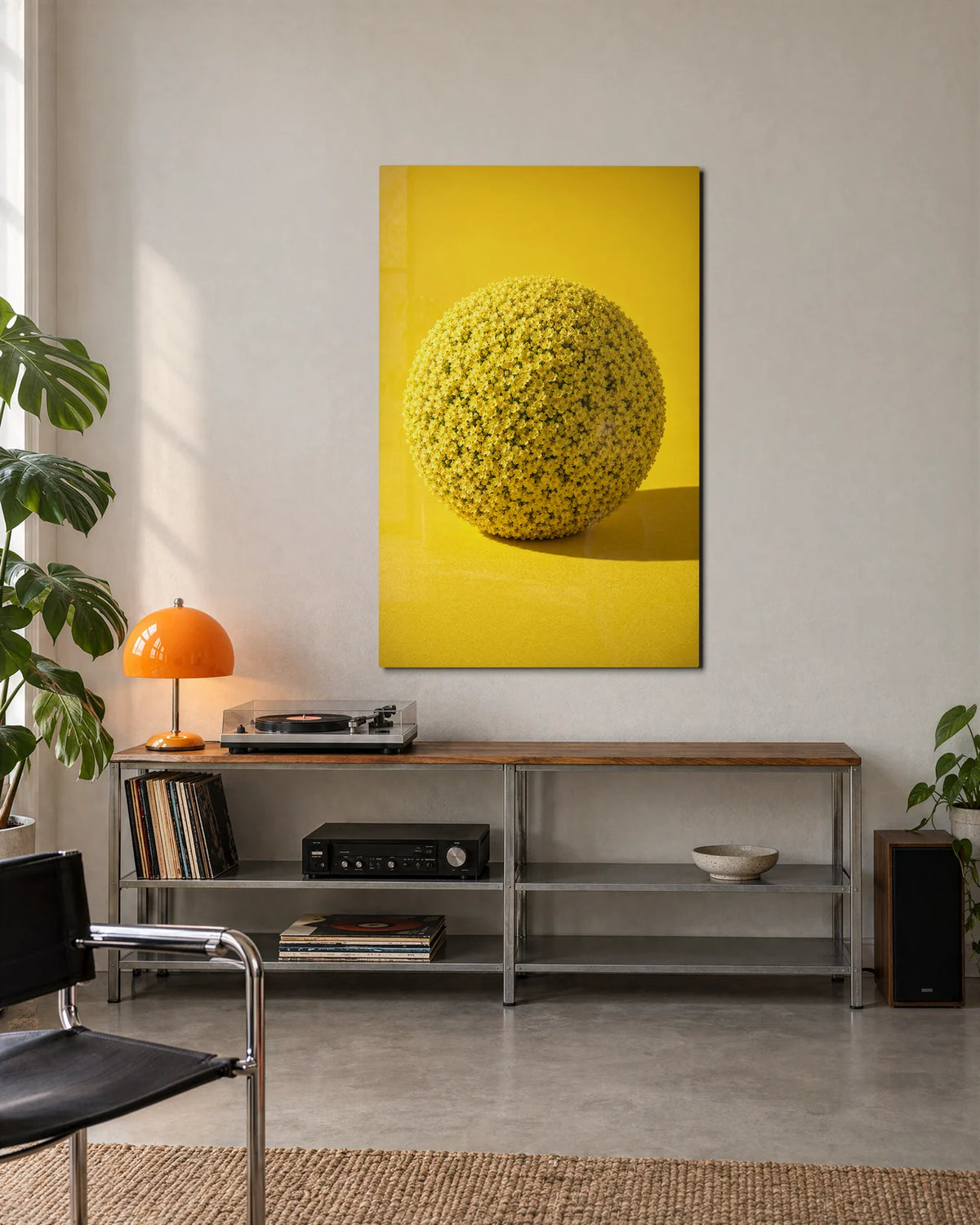 A Sphere of Flowers — shown in a living space