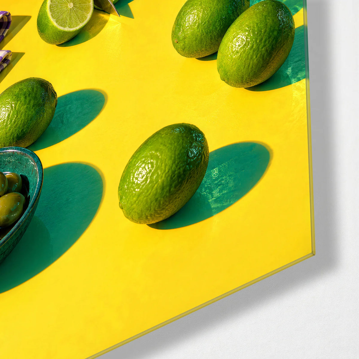 Limes for Later — corner detail of glass wall art