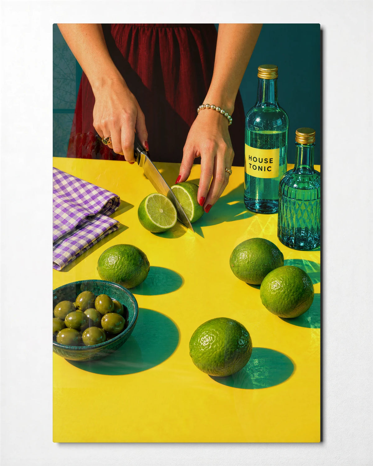 Limes for Later — front view of glass wall art