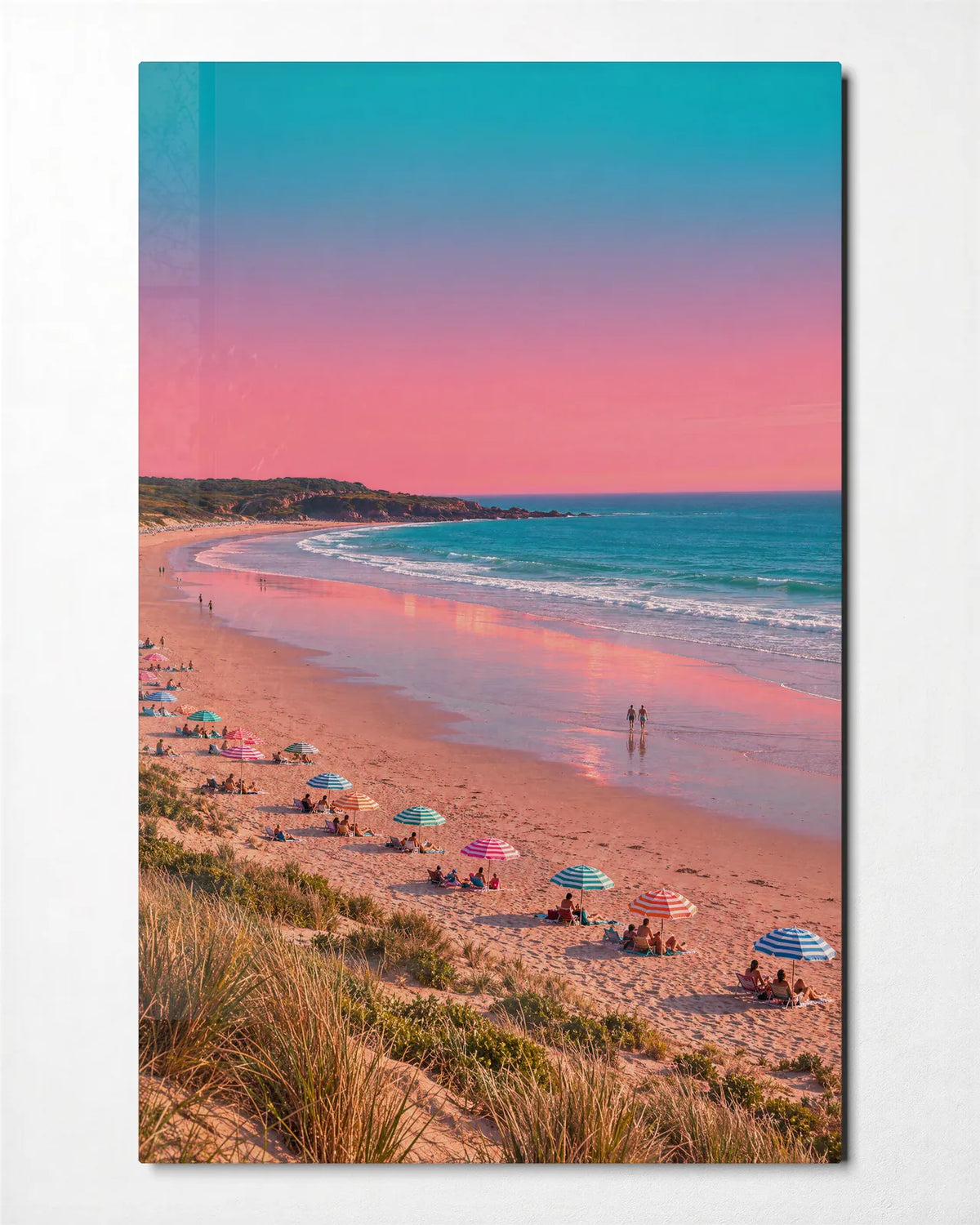 Pastel Beach Afternoon — front view of glass wall art