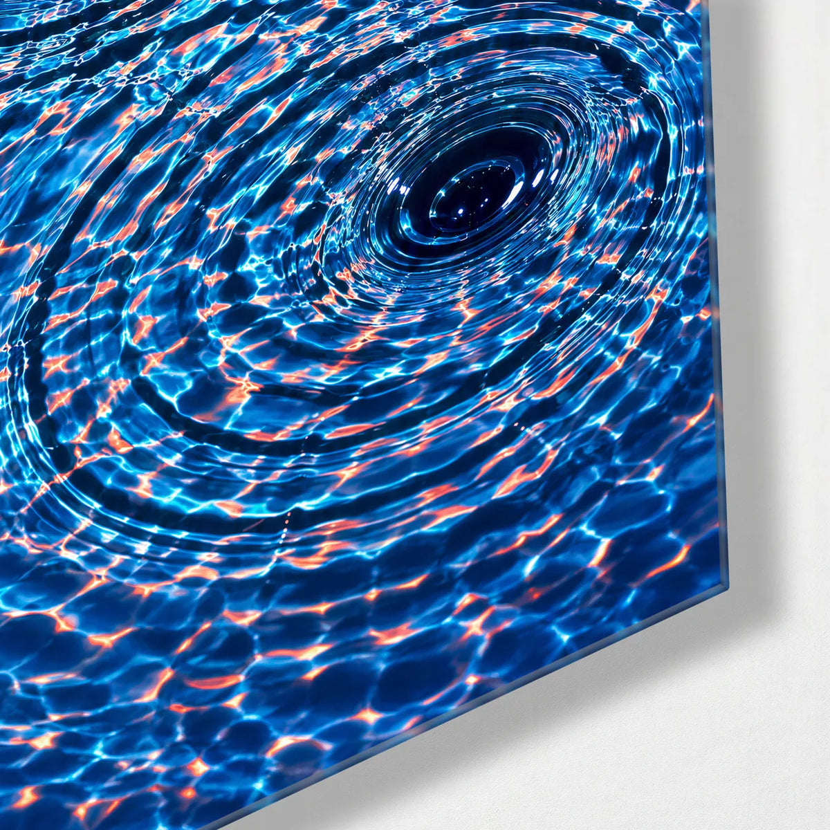 Two Ripples — corner detail of glass wall art