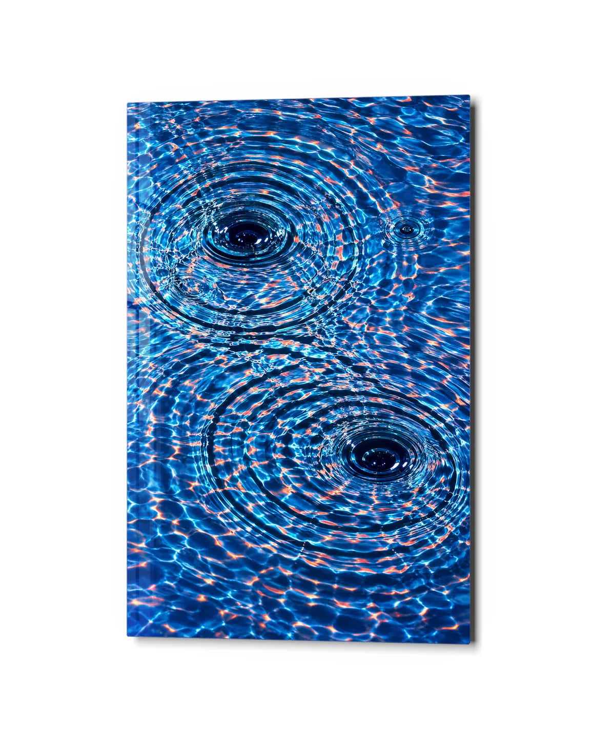 Two Ripples — studio view of glass wall art