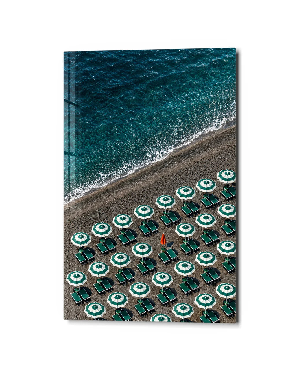 Between the Umbrellas — studio view of glass wall art