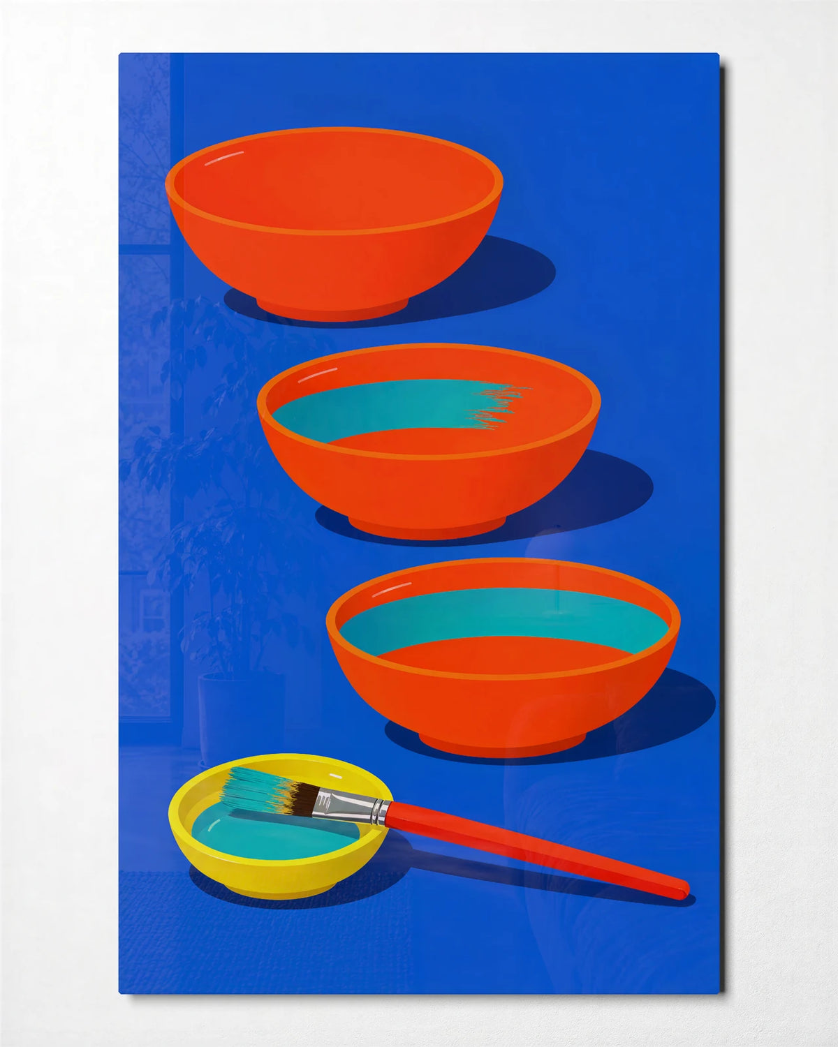Colour in the Bowl — front view of glass wall art