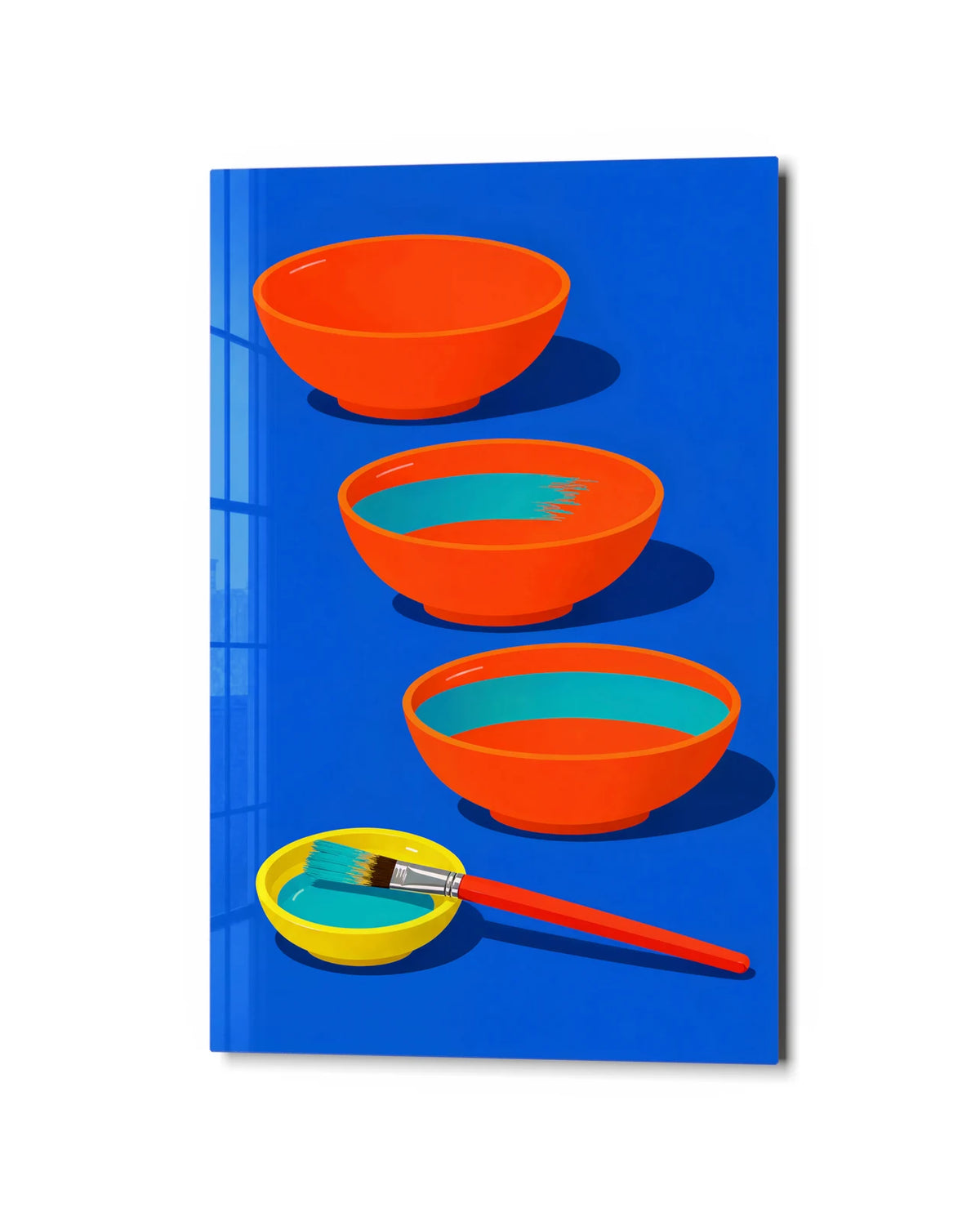 Colour in the Bowl — studio view of glass wall art