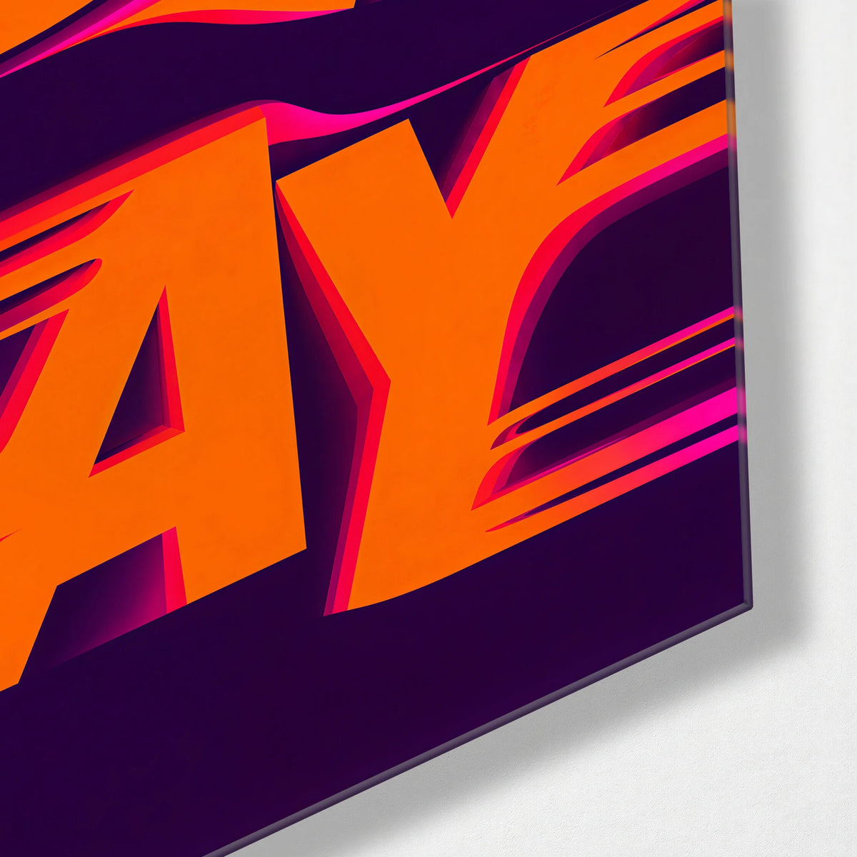 Sway in Orange — corner detail of glass wall art