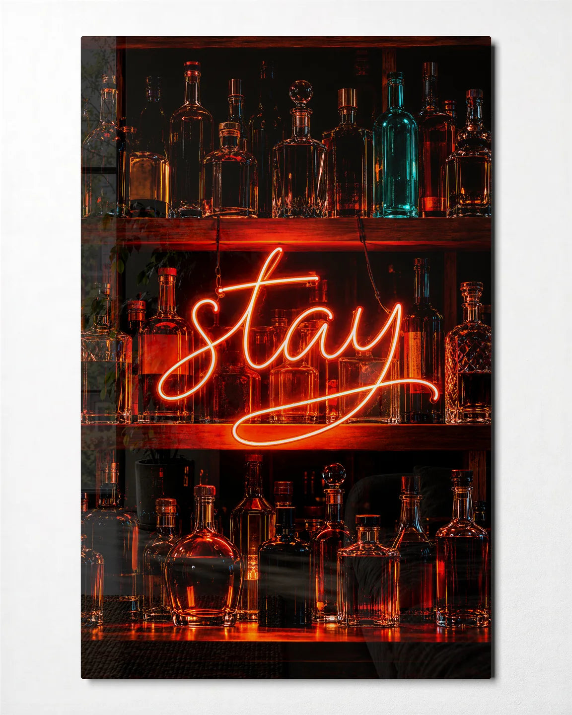 Stay for Another — front view of glass wall art