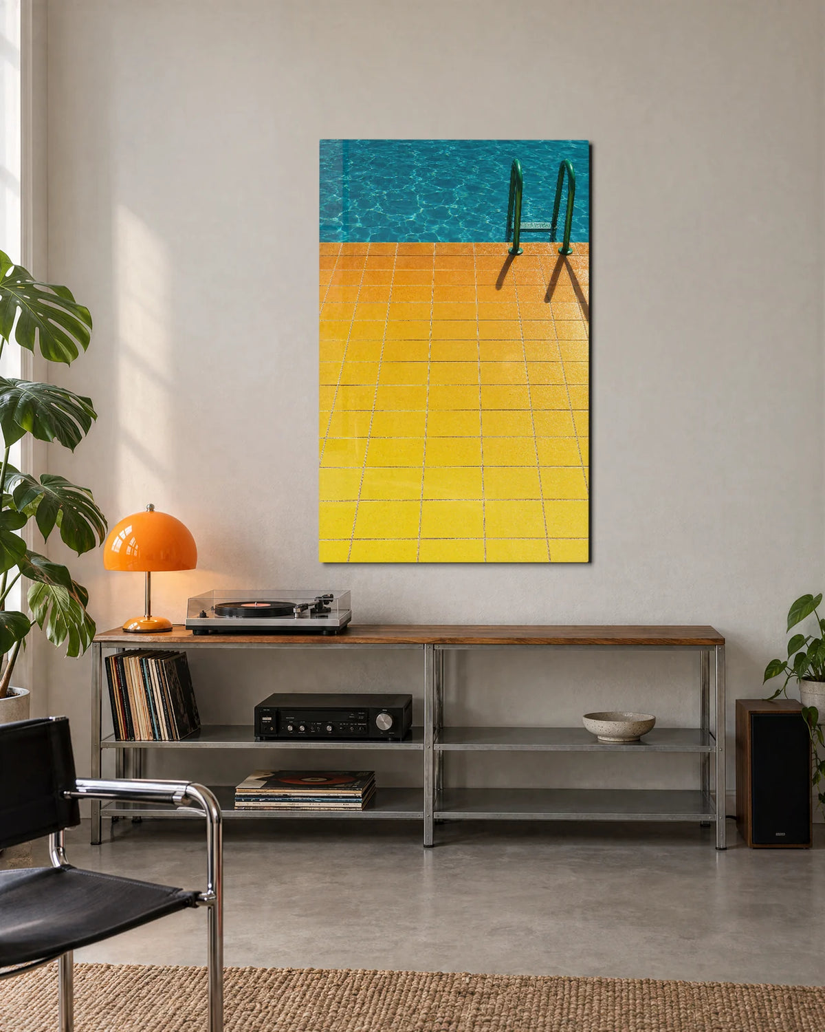 Yellow Tiles Blue Water — shown in a living space