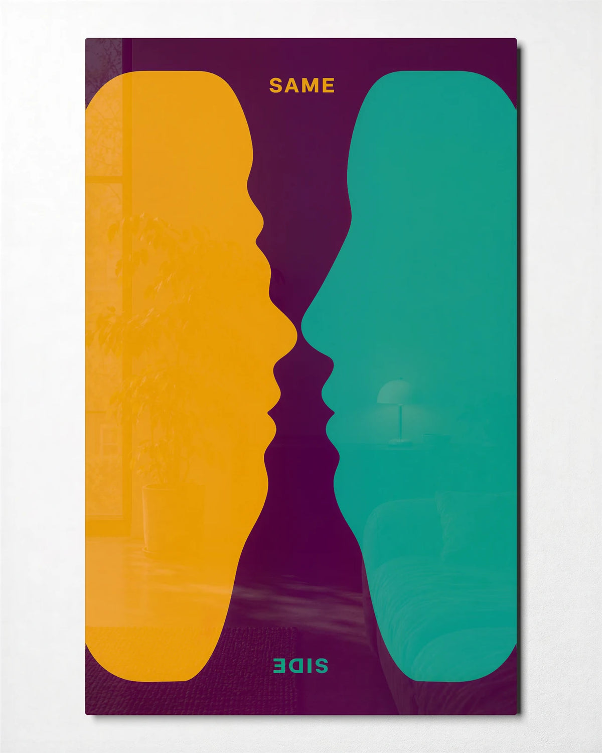 Same Side — front view of glass wall art