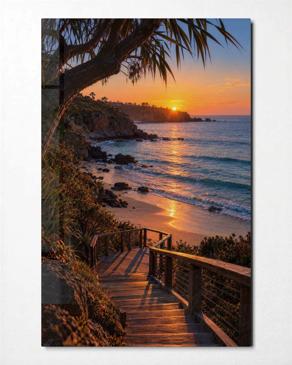 Steps to Evening — front view of glass wall art