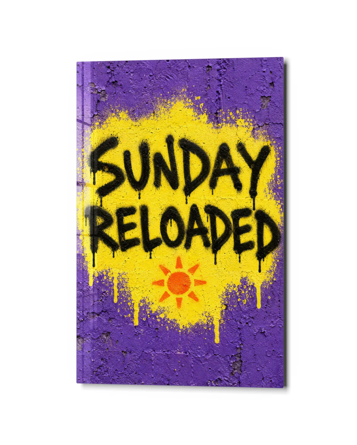 Sunday Reloaded — studio view of glass wall art