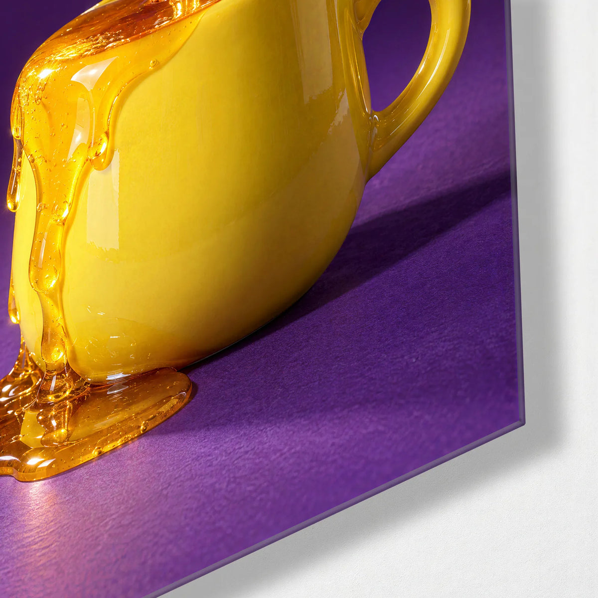 Honey Overflows — corner detail of glass wall art