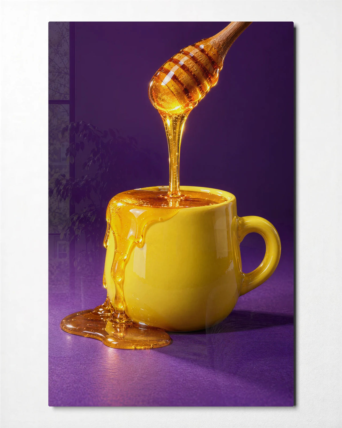 Honey Overflows — front view of glass wall art