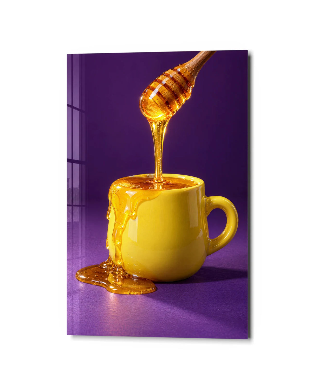 Honey Overflows — studio view of glass wall art