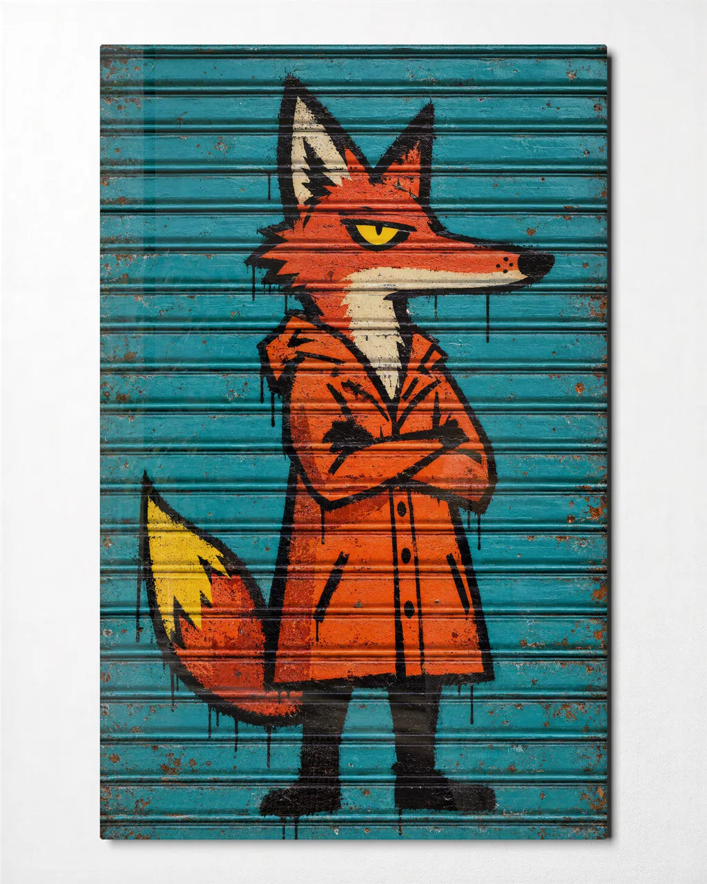 The Fox on the Shutter — front view of glass wall art