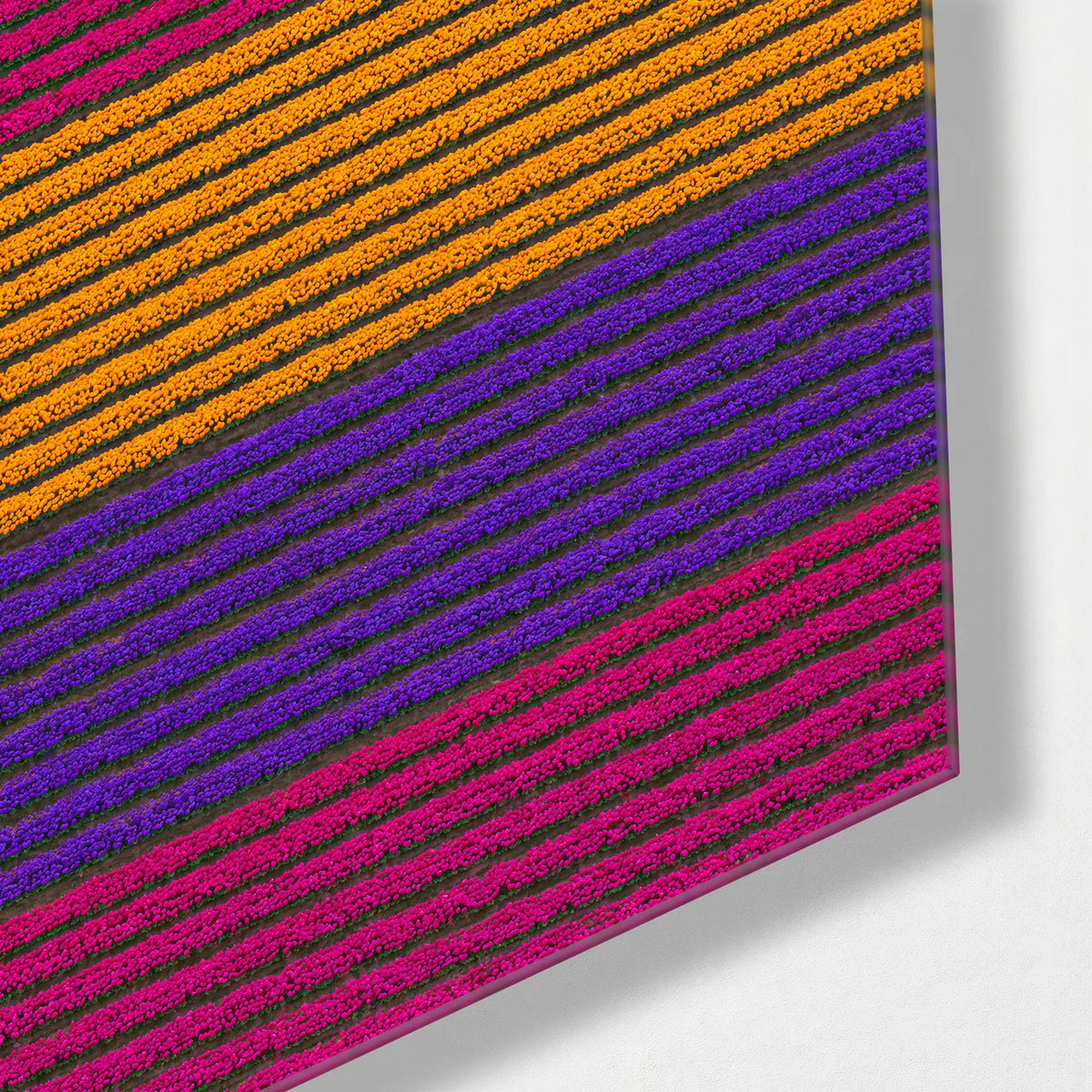 Fields in Stripes — corner detail of glass wall art