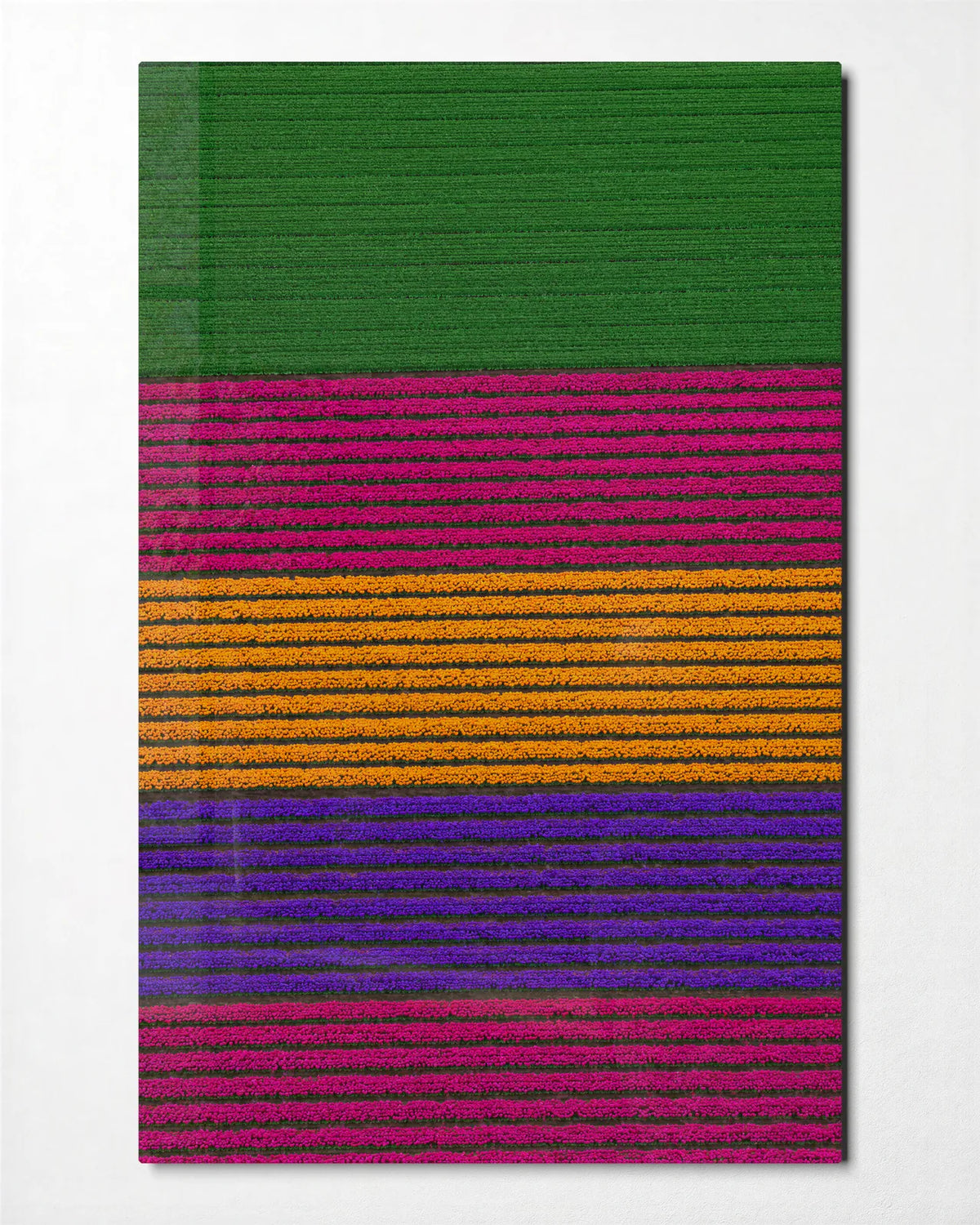 Fields in Stripes — front view of glass wall art
