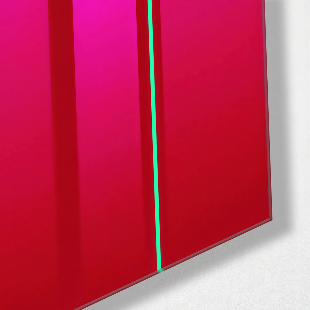 A Thin Green Line — corner detail of glass wall art