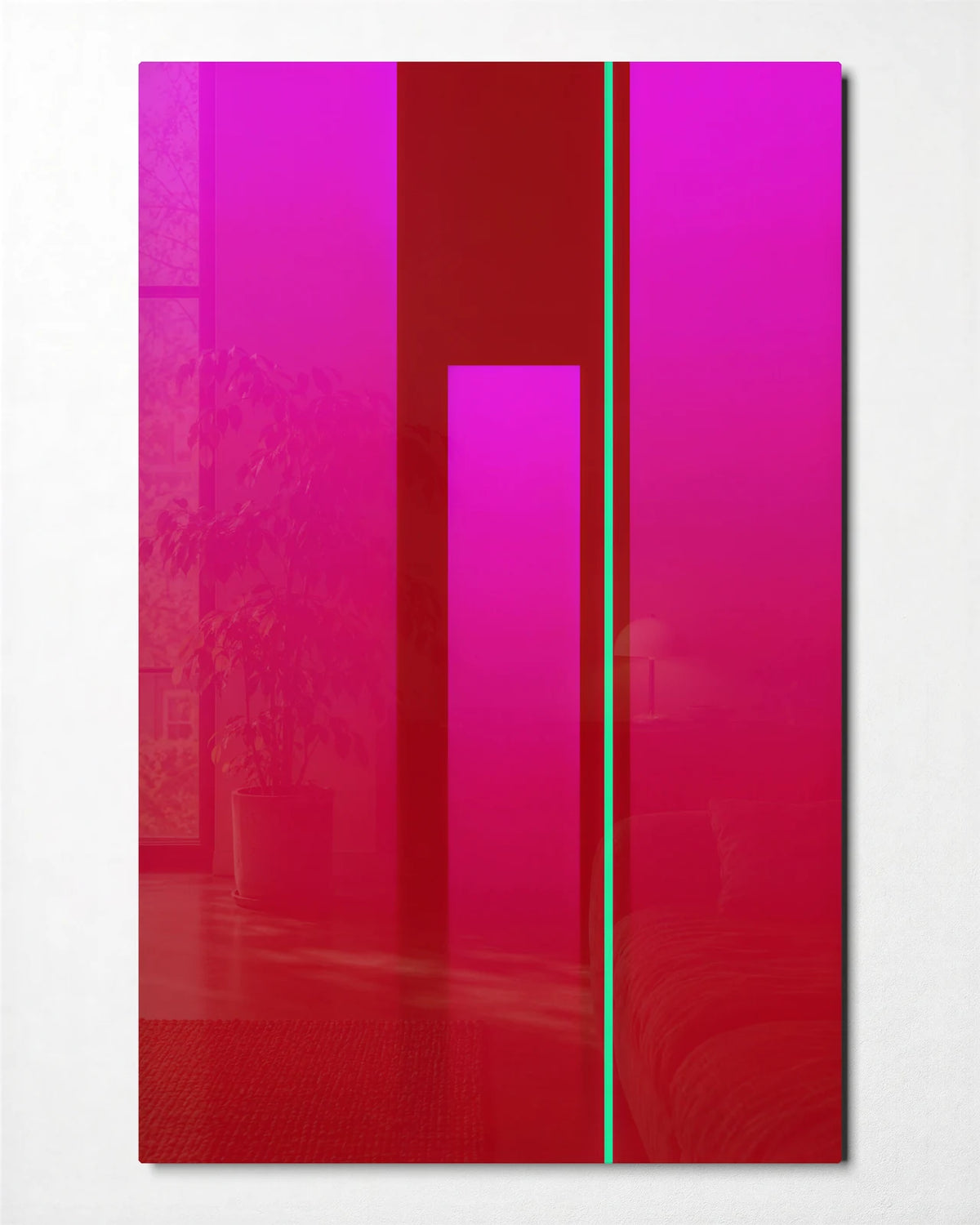 A Thin Green Line — front view of glass wall art