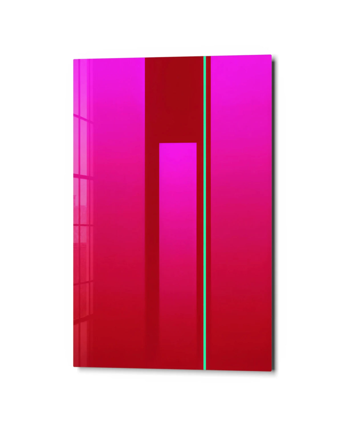 A Thin Green Line — studio view of glass wall art