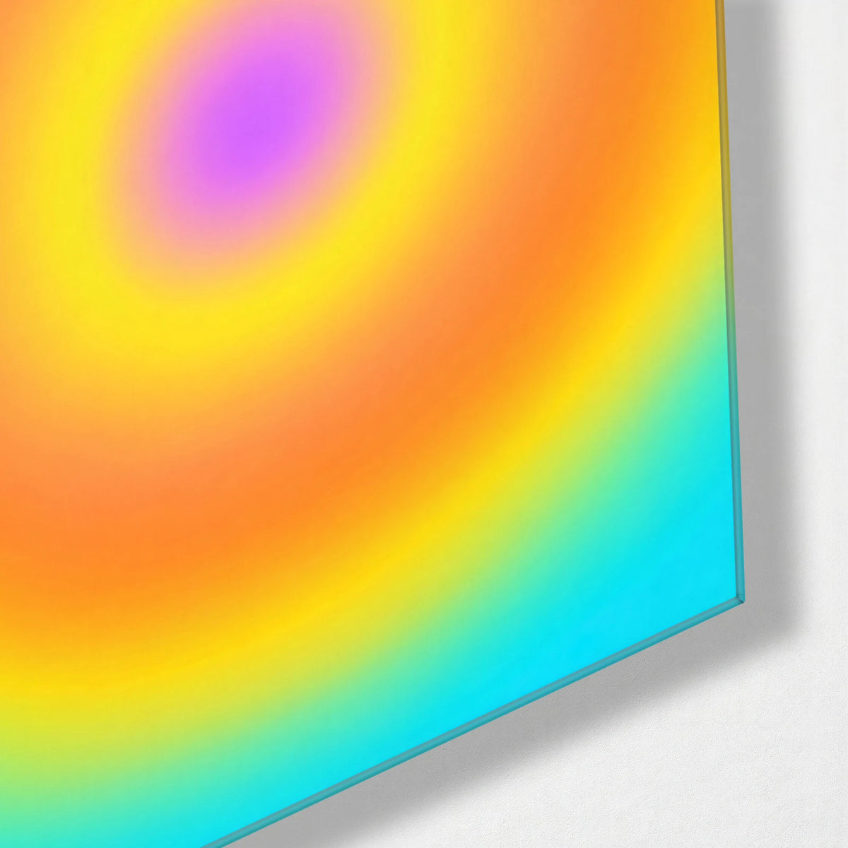 Soft Colour Orbit — corner detail of glass wall art