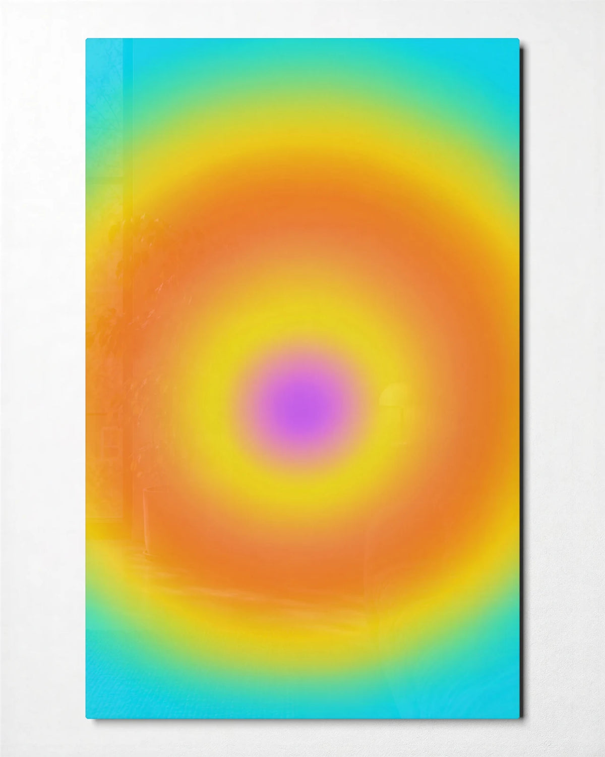 Soft Colour Orbit — front view of glass wall art