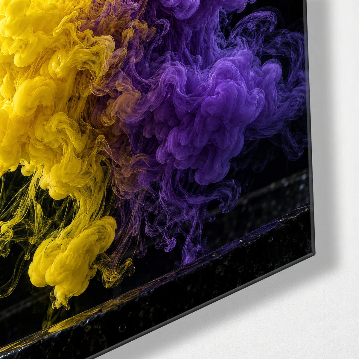 Two Colours Underwater — corner detail of glass wall art