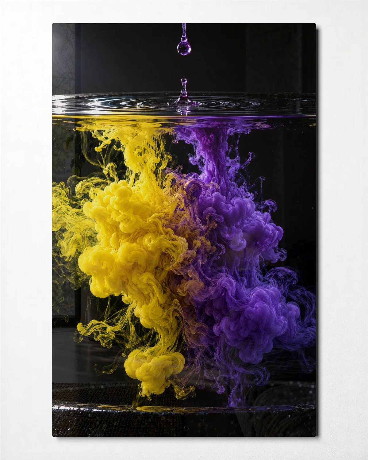 Two Colours Underwater — front view of glass wall art