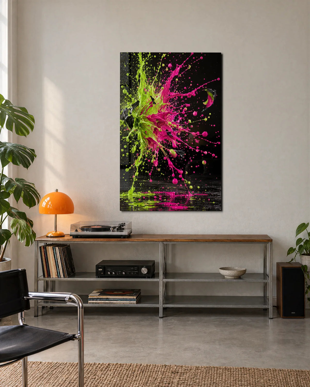 Pink Green Collision — shown in a living space