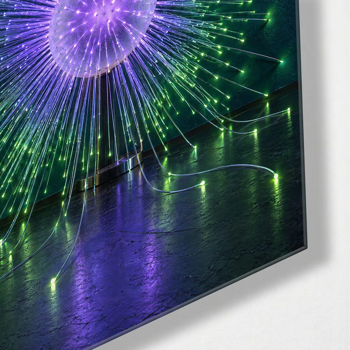 A Burst of Violet — corner detail of glass wall art