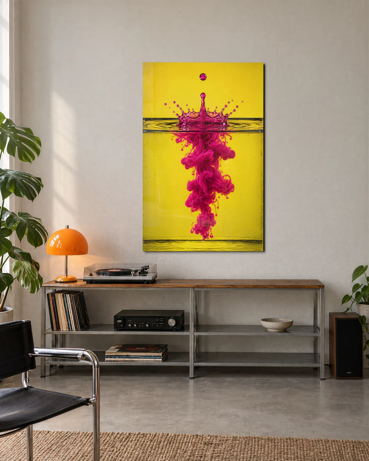 Pink Drop Yellow Water — shown in a living space